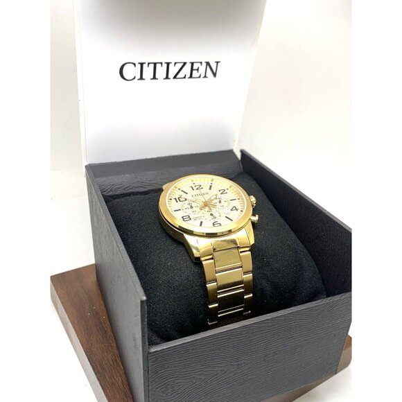 Citizen Men's Watch AN8052-55P Chronograph Quartz Gold Dial Date Stainless Steel - Picture 3 of 15